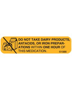 WARNING LABEL - 1-9/16 X 3/8 - DO NOT TAKE DAIRY - 4X