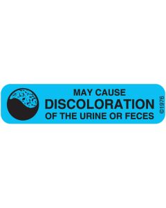 WARNING LABEL - 1-9/16 X 3/8 - MAY CAUSE DISCOLORATION - 6X