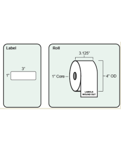 BLANK - DIRECT THERMAL LABEL - 3 X 1 - 1310 LABELS/ROLL, 12 ROLLS/CASE - 88329
