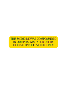 WARNING LABEL - 1-9/16” X 3/8” - THIS MEDICINE