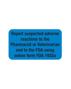 WARNING LABEL - 1-3/4 X 1 - REPORT SUSPECTED ADVERSE REACTIONS - 8903PM9REPORTSUSPECTED