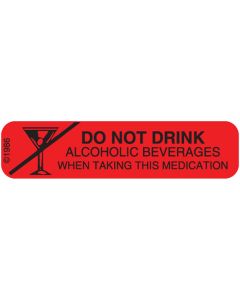 WARNING LABEL - 1-9/16 X 3/8 - DO NOT DRINK ALCOHOLIC - 8X