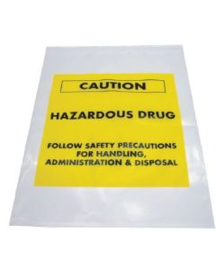 RECLOSABLE ZIP BAG - CAUTION HAZARDOUS DRUG - 12 X 15 - 4 MIL - 100/PACK - AMSH11215