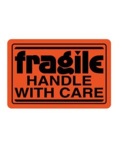 WARNING LABEL - 3 X 2 - FRAGILE HANDLE WITH CARE - BB331-J