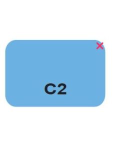 SHEETED LABEL - C2 BLACK PRINT ON BLUE - 15 X 1 - 1800/PACK - C2-BLUE2C-TEMP