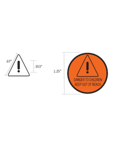 WARNING LABEL - 1-1/4 CIRCLE - DANGER TO CHILDREN KEEP OUT OF REACH