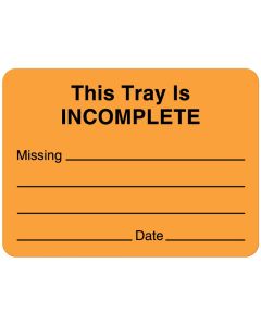 LABEL - 2-3/8 X 1-3/4 - THIS TRAY IS INCOMPLETE - CS302