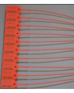 PULL TIGHT SECURITY SEAL - ADJUSTABLE - W/BARCODE - NUMBERED - ORANGE - 100/PACK