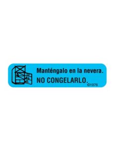 WARNING LABEL - 1-9/16 x 3/8 - SPANISH - KEEP IN REFRIGERATOR DO NOT FREEZE - HG-15
