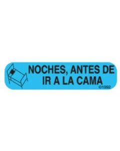 WARNING LABEL - 1-9/16 x 3/8 - SPANISH - AT NIGHT BEFORE GOING TO BED - HG348