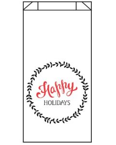 HAPPY HOLIDAYS WITH WREATH - 5 X 2 X 10 - RX BAG 23