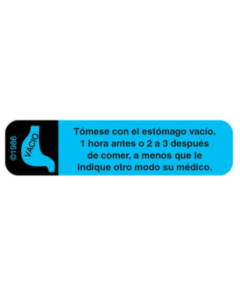 WARNING LABEL - 1-9/16 x 3/8 - SPANISH - TAKE ON AN EMPTY STOMACH - HW3-DS