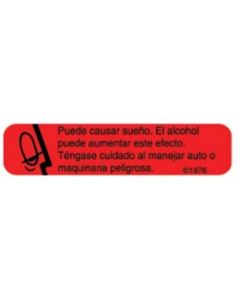 WARNING LABEL - 1-9/16 x 3/8 - SPANISH - MAY CAUSE DROWSINESS - HX-1