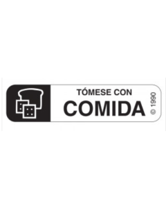 WARNING LABEL - 1-9/16 x 3/8 - SPANISH - TAKE WITH FOOD - HX10
