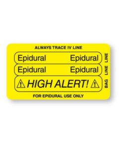 LABEL - 3-1/4 X 1-3/4 - EPIDURAL - HIGH ALERT