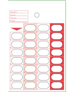 CARD - STOCK - 31 DAY HEAT SEAL - NARROW - RED - 500/CASE - J302-14