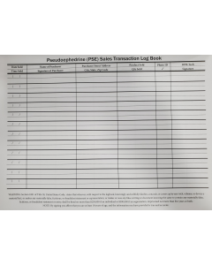 PSEUDOEPHEDRINE PRODUCT REGISTER - LOG BOOK - JREGPS06