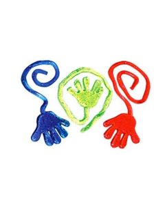 STICKY HAND TOYS WITH GLITTER - 1-1/4 HAND, 6 STRING - 72/PACK - MB4784
