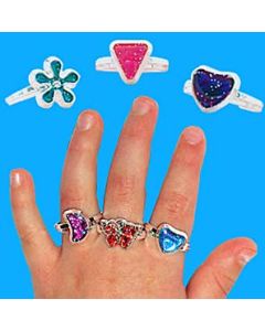 GLITTER SHAPE RINGS TOY JEWELRY - 144/PACK