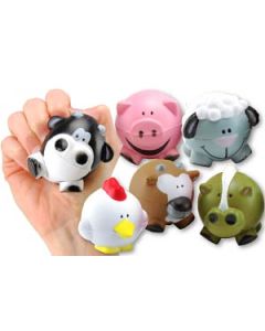 FARM ANIMAL SQUEEZE BALLS - 2-1/4 - 12/PACK