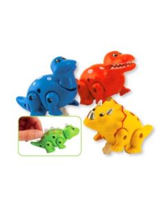 PRESS 'N GO DINO TOYS - 3-1/4 - ASSORTED COLORS - 12/PACK