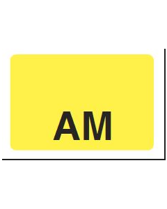 LABEL - AM BLACK PRINT ON YELLOW - 125 X 1 - 1000/BOX - MT1.25AM-YEL2C