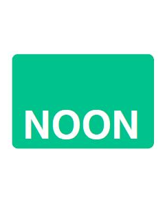 LABEL - NOON REVERSE PRINT WHITE ON GREEN - 125 X 1 - 1000/BOX - MT1.25NOON-GRN1C