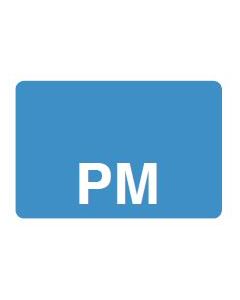 LABEL - PM REVERSE PRINT WHITE ON BLUE - 125 X 1 - 1000/BOX - MT1.25PM-BLU1C