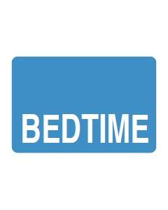 LABEL - BEDTIME REVERSE PRINT WHITE ON BLUE - 15 X 1 - 1000/BOX - MTBED-BLUE1C