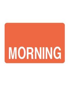 LABEL - MORNING REVERSE PRINT WHITE ON ORANGE - 15 X 1 - 1000/BOX - MTMORN-ORAN1C