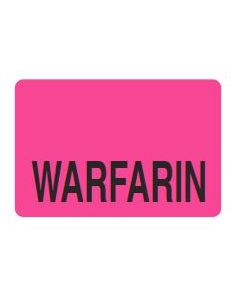 LABEL - WARFARIN BLACK PRINT ON PINK - 15 X 1 - 1000/BOX - MTWARF-PINK2C