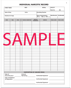 INDIVIDUAL NARCOTIC RECORD BOOK - NARC-BK