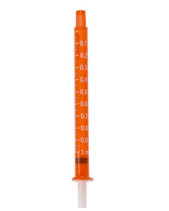 ORAL SYRINGE - AMBER W/WHITE MARKINGS W/TIP CAP - 1ML
