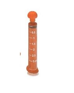 ORAL SYRINGE - AMBER W/WHITE MARKINGS W/TIP CAP - 3ML
