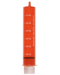ORAL SYRINGE - AMBER W/WHITE MARKINGS - 60ML