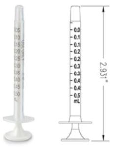 CLEAR ORAL DISPENSER - WHITE PLUNGER - 5 ML - 100/PACK - ORAL41-.5ML