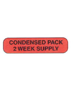 WARNING LABEL - 1-9/16 X 3/8 - CONDENSED PACK 2 WEEK SUPPLY - P-CONDENSED