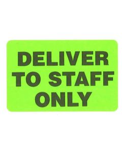 WARNING LABEL - 2-3/4 X 1-3/4 - DELIVER TO STAFF ONLY - P-DELIVER