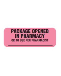 WARNING LABEL - 1-11/16 X 5/8 - PACKAGE OPENED IN PHARMACY - P-PKGOPEN
