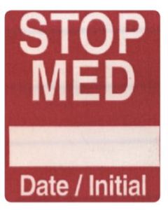 WARNING LABEL - 1-1/4 X 1 - STOP MED____ DATE/INITIAL - P-STOP