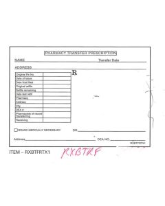 PRESCRIPTION BLANK - PHARMACY TRANSFER - 4 X 5 - RXBTRF