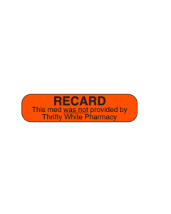 AUXILIARY LABEL - 1-9/16” X 3/8” - RECARD