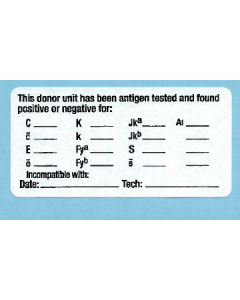 LABEL - 1-1/2 X 3 - THIS DONER UNIT HAS BEEN ANTIGEN TESTED