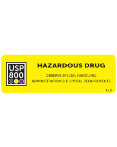 WARNING LABEL - 1 X 3 - USP 800-HAZARDOUS DRUG - USP8003X1