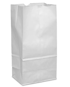 PAPER BAG - FLAT BOTTOM - WHITE - 6-1/8 X 4 X 12-3/8 - 8LB - WSQJ8