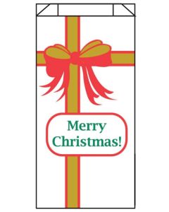 MERRY CHRISTMAS RIBBON WITH BOW - 5 X 2 X 10 - RX BAG - 23 - XMASBOW5210