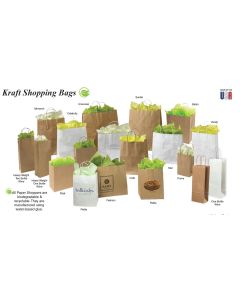 WHITE KRAFT BAGS - 8 X4-3/4 X 10-1/4 - PETITE - 250/CASE - SH-PEWK