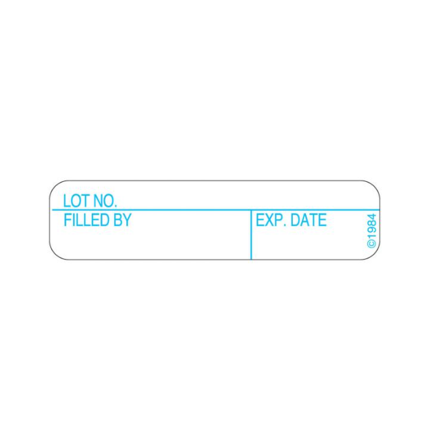 WARNING LABEL - 1-9/16 X 3/8 - LOT NO/FILLED BY/EXP DATE