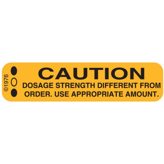 WARNING LABEL - 1-9/16 X 3/8 - CAUTION DOSAGE - 155