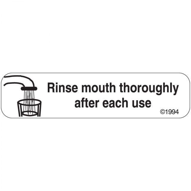 WARNING LABEL - 1-9/16 X 3/8 - RINSE MOUTH - 1669